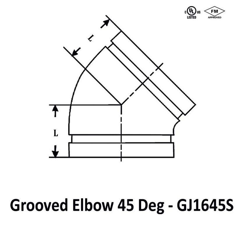 Grooved Elbow 45 Deg