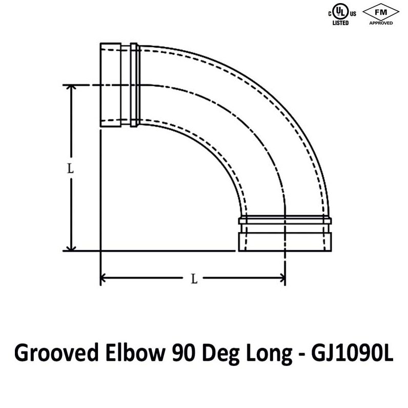 Grooved elbow 90 Deg Long
