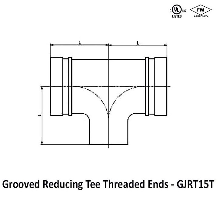 Grooved Reducing Tee Threaded Ends